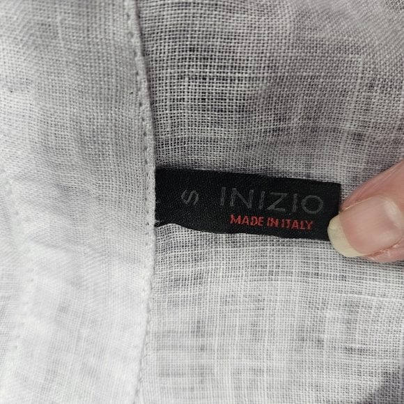 Inizio Italian Linen Button Up Shirt Lightweight Purple Relaxed Fit Top Beachy - Picture 8 of 11